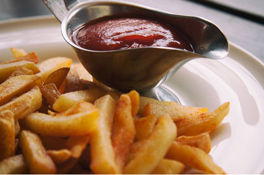 close-up of crunchy fries